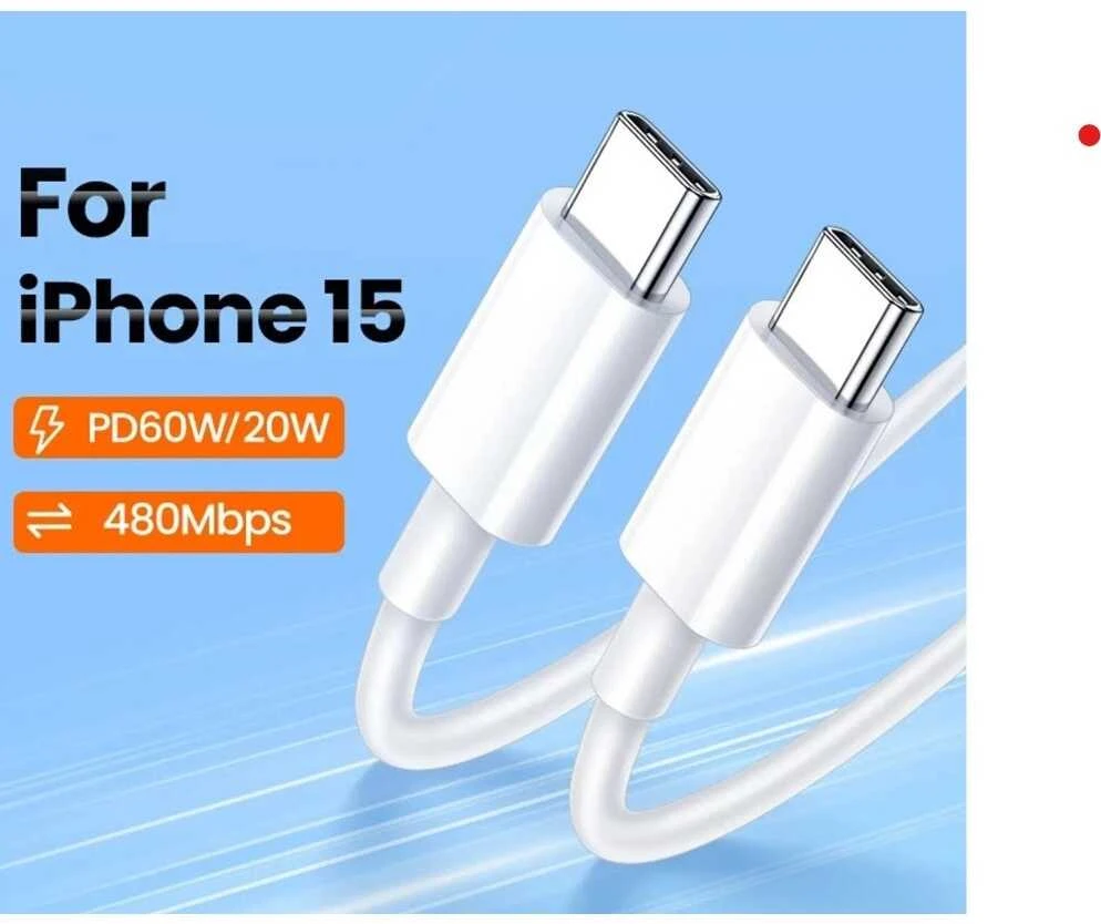 PD 60W C tipo ir C tipo kabelis skirtas iPhone 15 Pro Max USB-C greito įkrovimo OTG duomenų laidui,