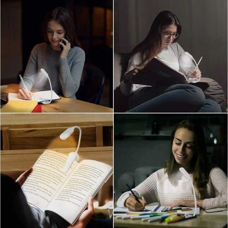 skaitymo lemputė,„Book Light Mini 7 LED“ įkraunama 3 lygių šilta šalta balta lanksti