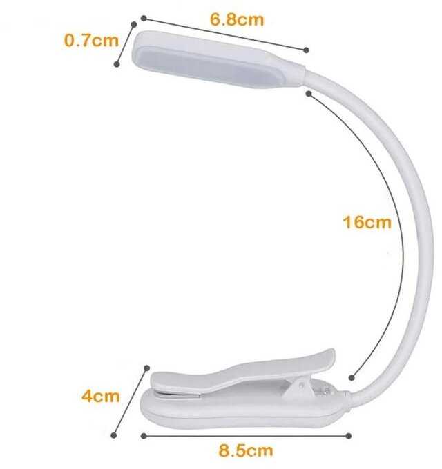skaitymo lemputė,„Book Light Mini 7 LED“ įkraunama 3 lygių šilta šalta balta lanksti