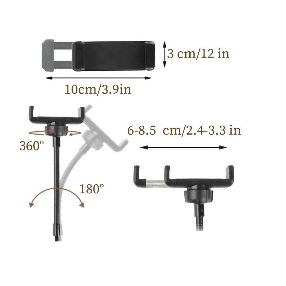 žiedinė 16 cm LED lempa su laikikliu prie stalo