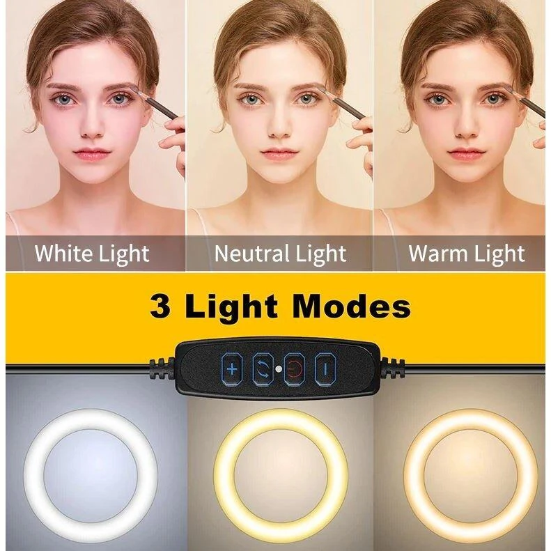 žiedinė 16 cm LED lempa su laikikliu prie stalo