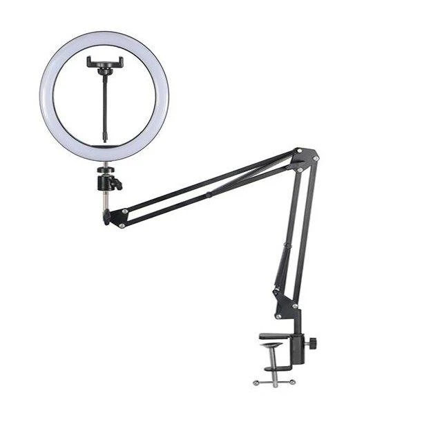 žiedinė 16 cm LED lempa su laikikliu prie stalo