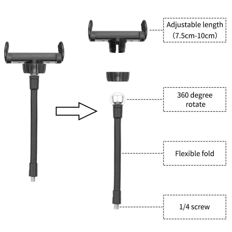 žiedinė 20 cm LED lempa su vienakoju stovu