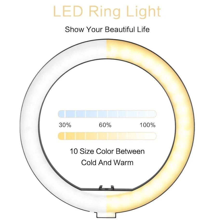 žiedinė 26 cm LED lempa su stovu 2,0m