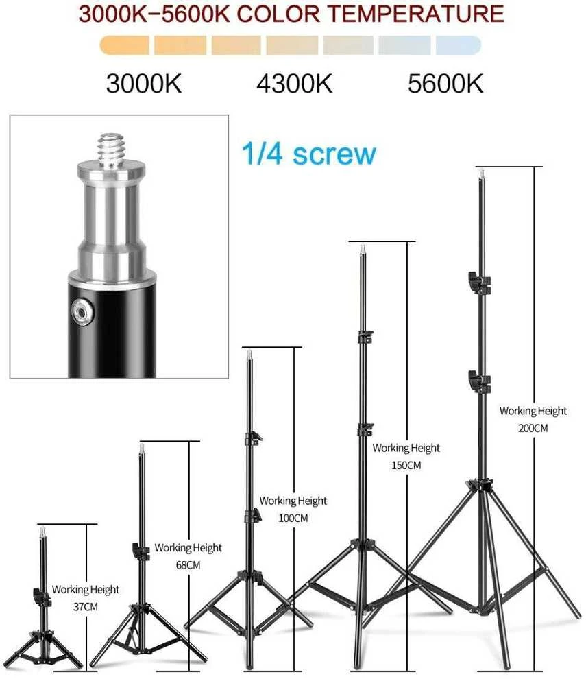 žiedinė 26 cm LED lempa su valdikliu ir stovu 2,0m