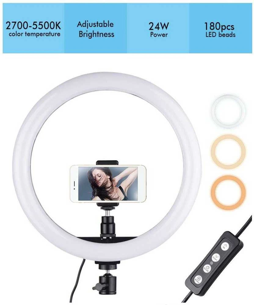 žiedinė LED lempa su valdikliu 20 cm