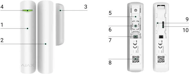 Ajax DoorProtect Plus baltas magnetinis kontaktas