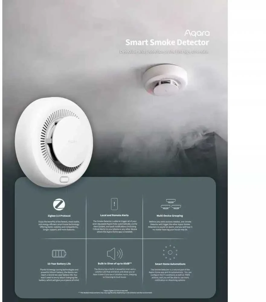 AQARA dūmų detektorius (SD-S01D) Zigbee 3.0