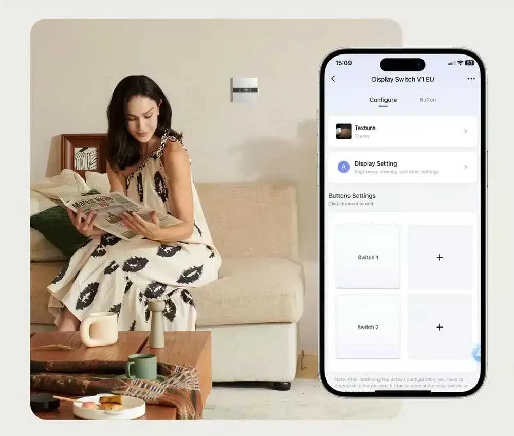 Aqara Ekranas Switch V1 Išmanus 2 kanalų zigbee, Bluetooth jungiklis (WS-K02D)
