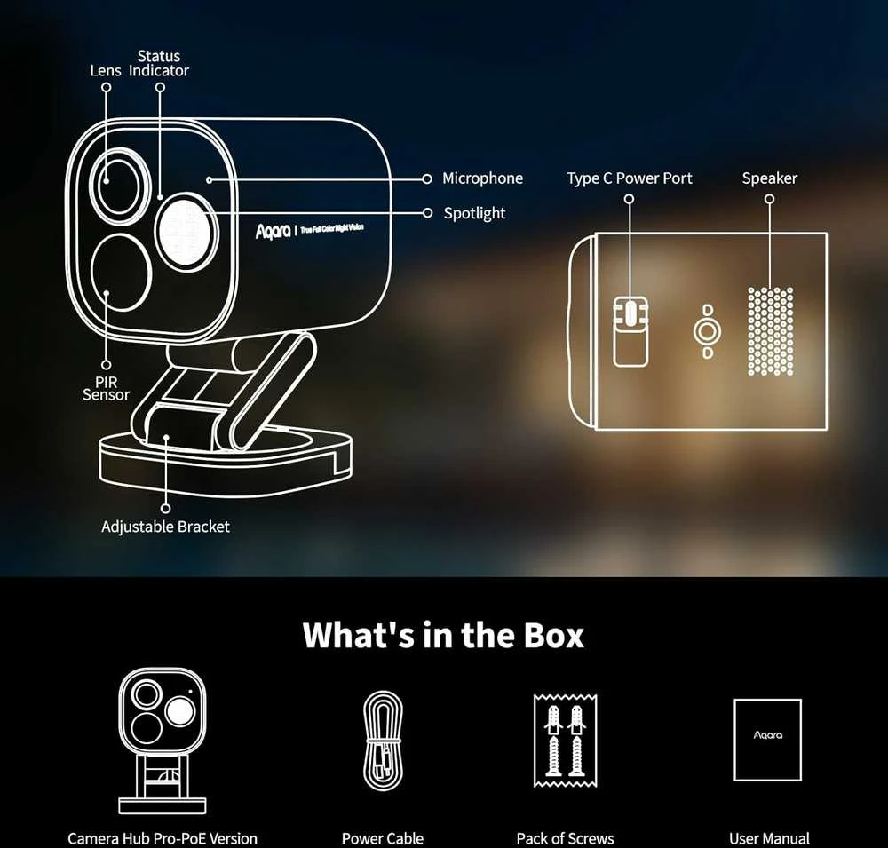 Aqara G5 Pro Hub PoE IP65 kamera / centralė pilka