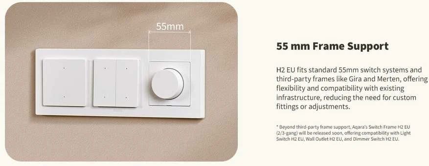 Aqara H2 Dimmer Switch išmanusis Zigbee ir Thread 1 kanalo Šviesos reguliatorius baltas