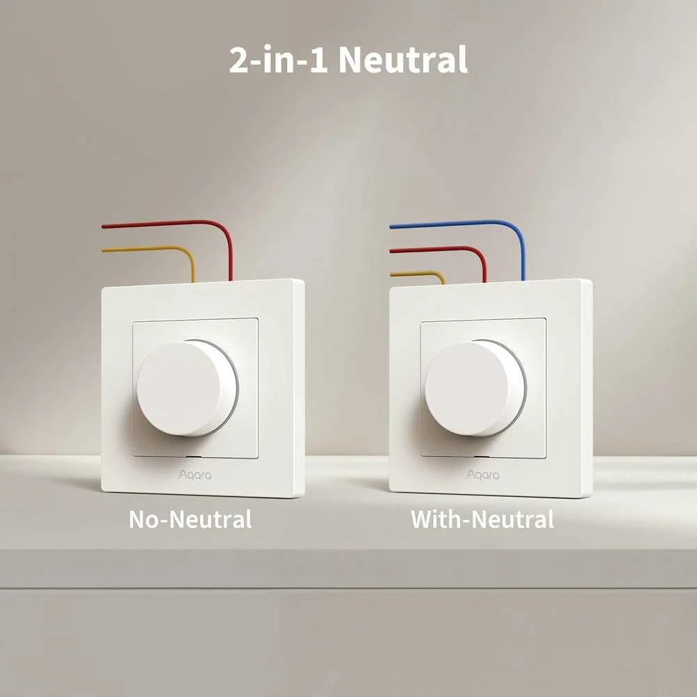 Aqara H2 Dimmer Switch išmanusis Zigbee ir Thread 1 kanalo Šviesos reguliatorius baltas
