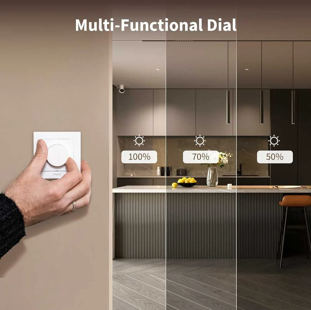 Aqara H2 Dimmer Switch išmanusis Zigbee ir Thread 1 kanalo Šviesos reguliatorius baltas