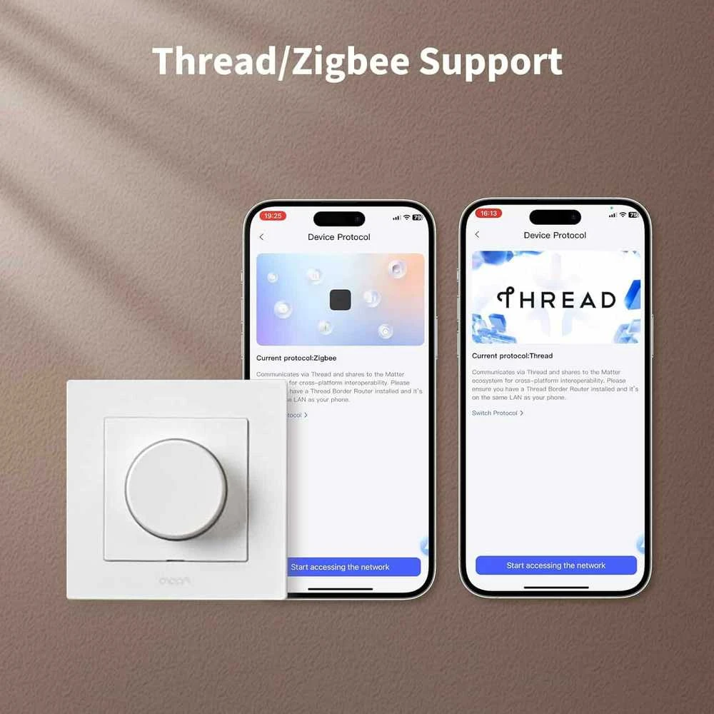 Aqara H2 Dimmer Switch išmanusis Zigbee ir Thread 1 kanalo Šviesos reguliatorius baltas