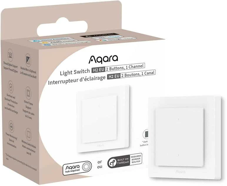 Aqara H2 Išmanus 2 mygtukų 1 kanalo zigbee, Thread jungiklis (WS-K07D)