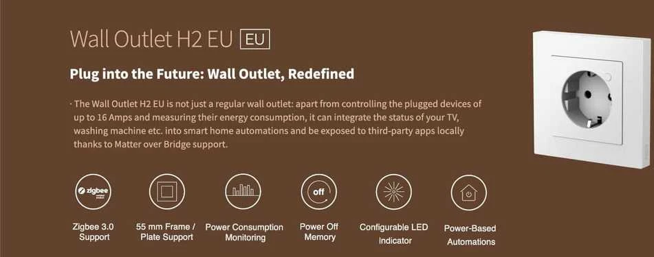 Sieninė įleidžiama rozetė Aqara Wall Outlet H2 EU (WP-P01D)
