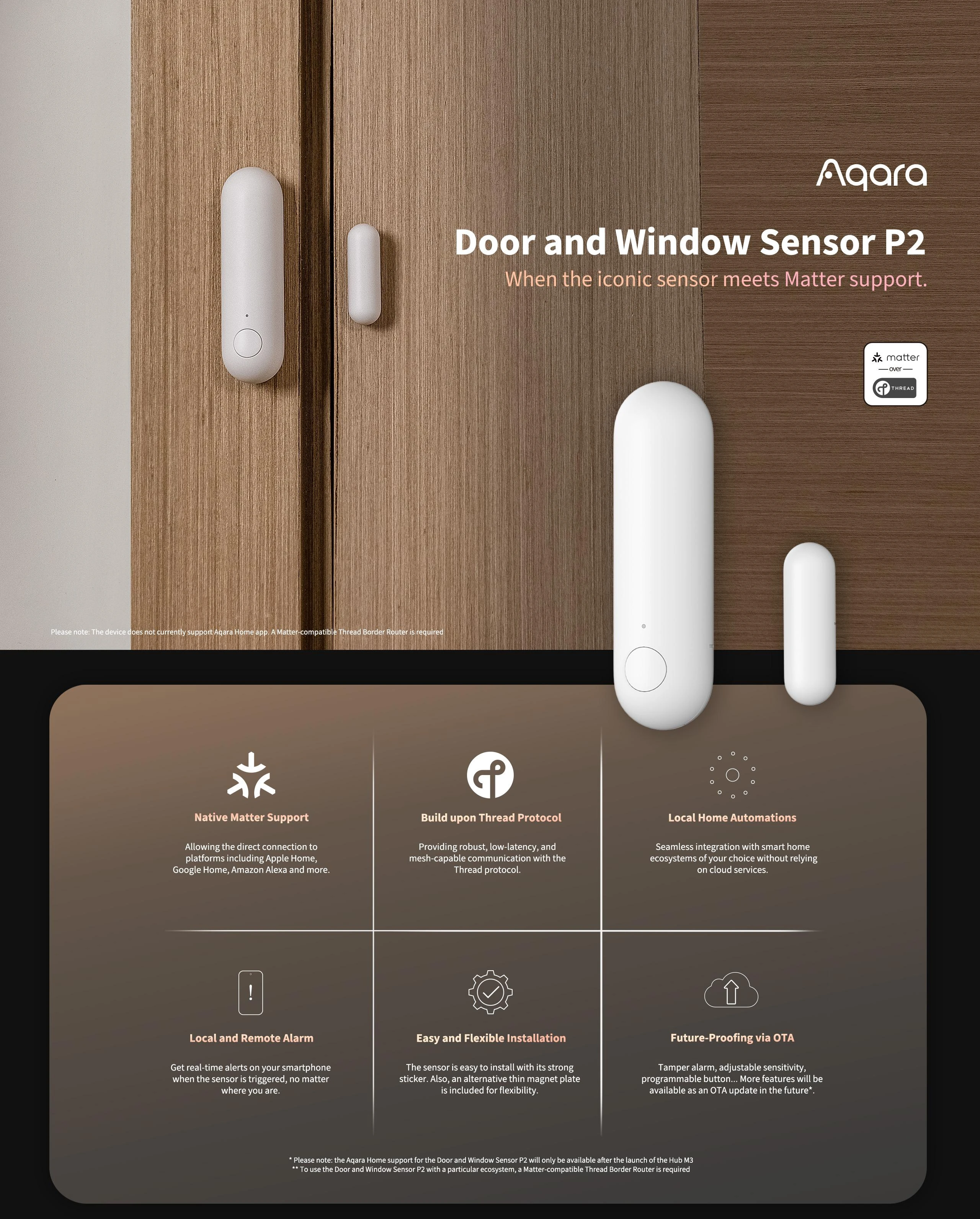 Aqara P2 durų langų magnetinis sensorius DW-S02D
