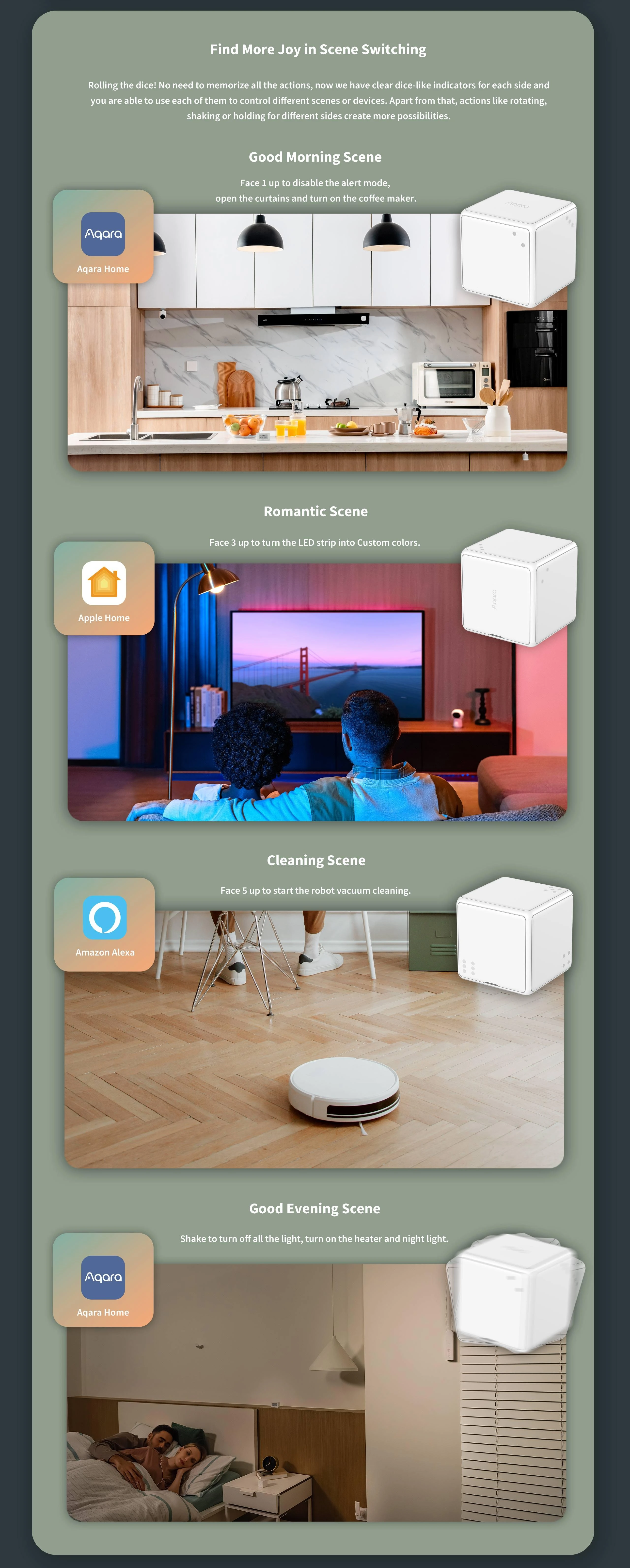 Aqara T1 Pro zigbee išmanusis kubas scenų kontroleris CTP-R01