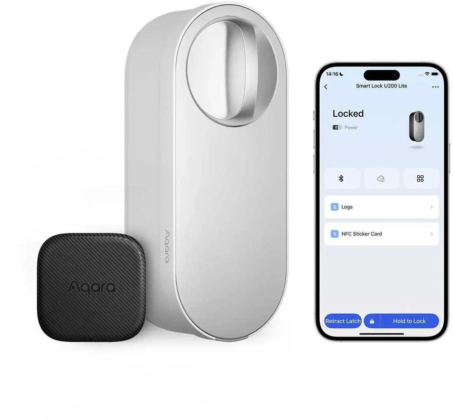 Aqara U200 lite išmanioji durų spyna Matter, Apple Home balta (EL-D03D)