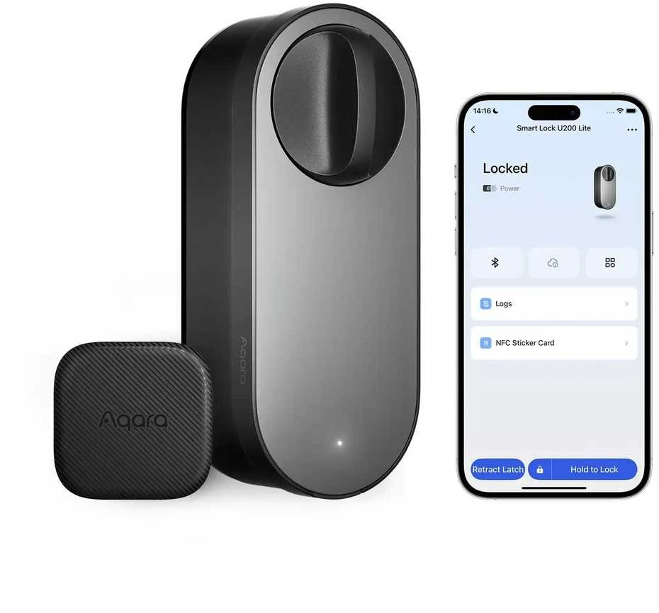 Aqara U200 lite išmanioji durų spyna Matter, Apple Home juoda (EL-D03D)