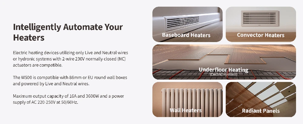 Aqara W500 Grindinio šildymo termostatas, suderinamas su Zigbee / Thread, Matter