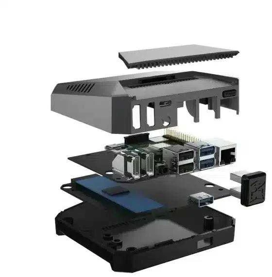 Oem Raspberry Pi 4B aliumininė dėžutė Argon One su ventiliatoriumi - pilka
