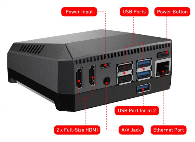 Oem Raspberry Pi 4B aliumininė dėžutė Argon One su ventiliatoriumi - pilka