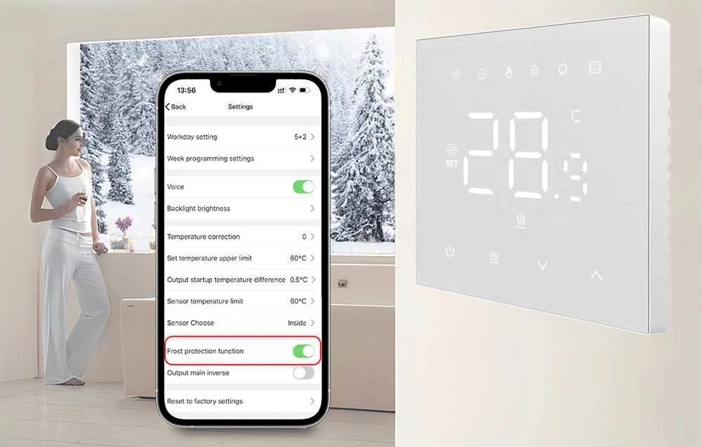Išmanusis termostatas Avatto WT410-BH-3A-W Dujinis katilas 3A WiFi