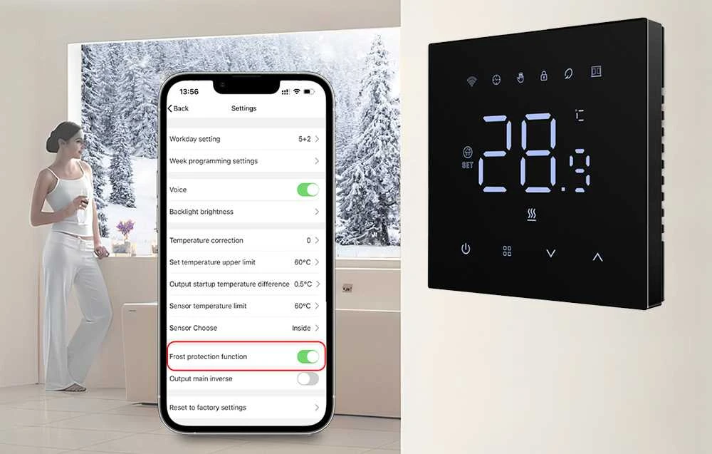 Išmanusis termostatas Avatto WT410-BH-3A-B dujinis boileris 3A WiFi