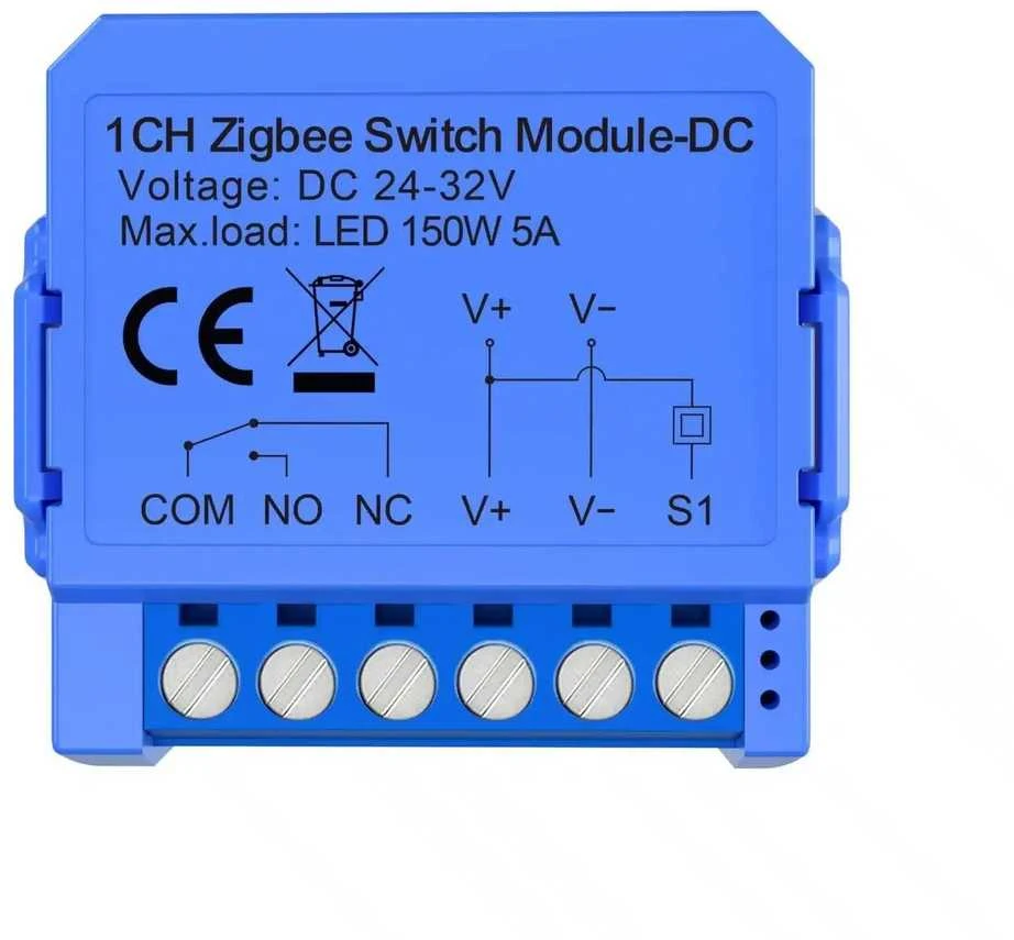 1 kanalo „ZigBee“ jungiklio modulis su bevoltiniu kontaktu „Avatto ZWSM16-DC32V-1“