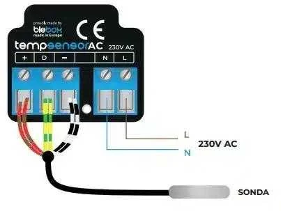 BleBox tempSensorAC - WiFi temperatūros jutiklis, 230VAC - iki 4 temperatūros zondų