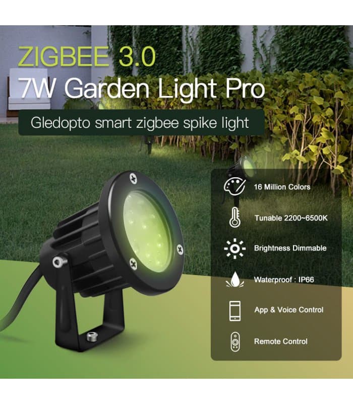 Gledopto Gledopt Zigbee Pro Lauko šviestuvas RGB+CCT 7W aprašymas - Prekės nuotrauka