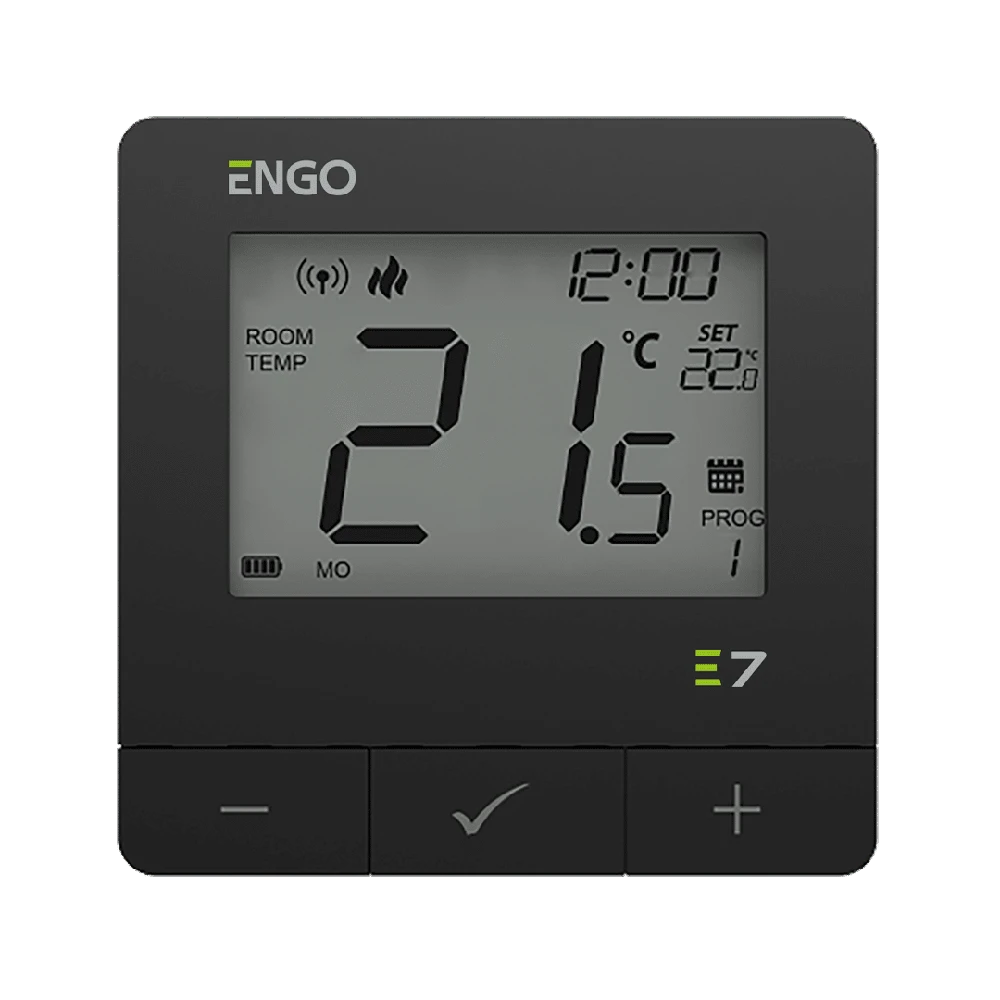 Engo Controls Engo E7 belaidis termostatas 16A, juodas