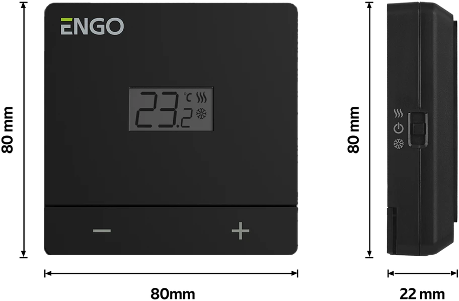 Engo Controls Engo EASY belaidis termostatas, juodas