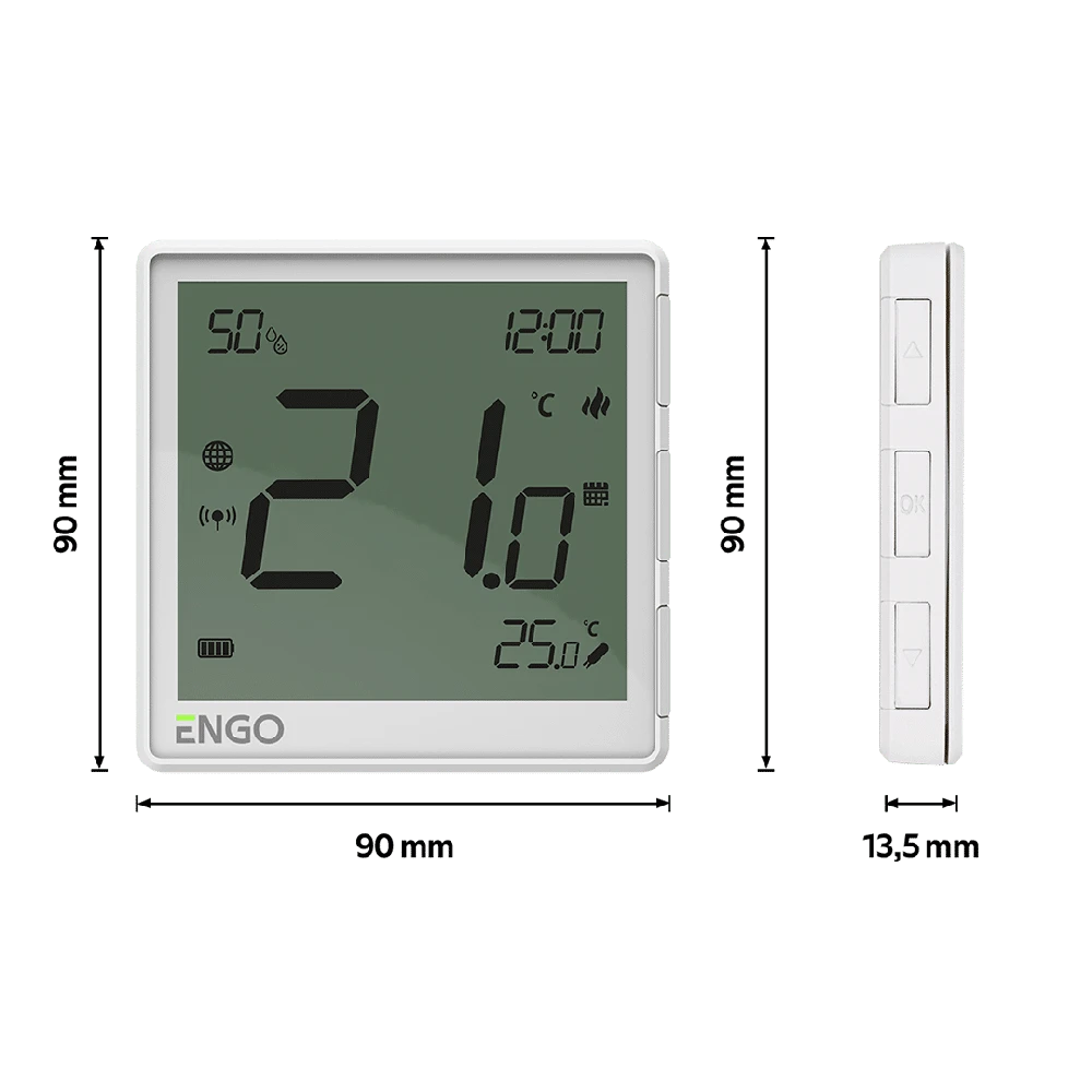 Engo Controls termostatai ZigBee terostatas, Lition baterija, baltas