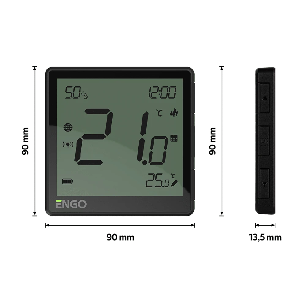 Engo Controls Engo EONE Zigbee 3.0 belaidis termostatas, juodas