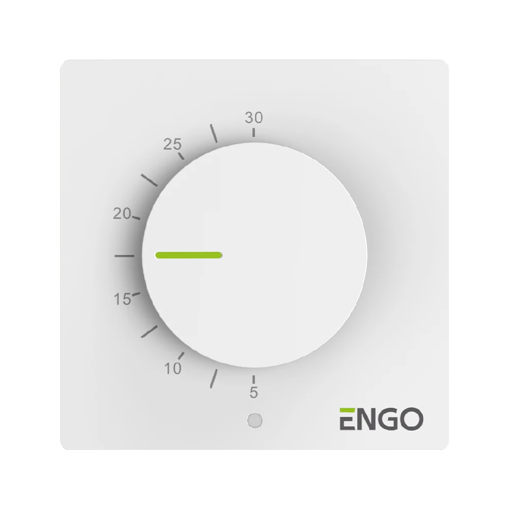 Engo Controls Engo ESIMPLE baltas termostatas su ratuku 230V šildymui/šaldymui