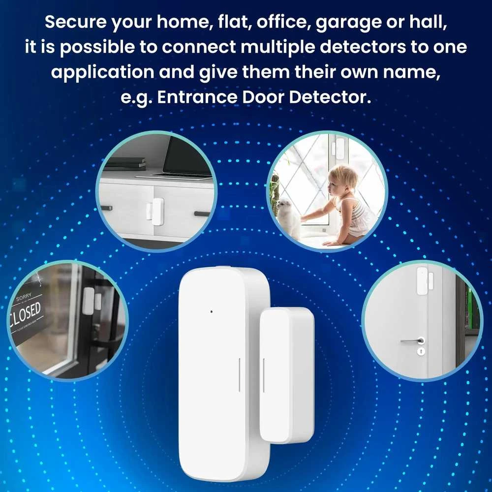 Išmanusis belaidis durų/langų jutiklis, ZigBee, baltas, TUYA, Smart Life, Extralink