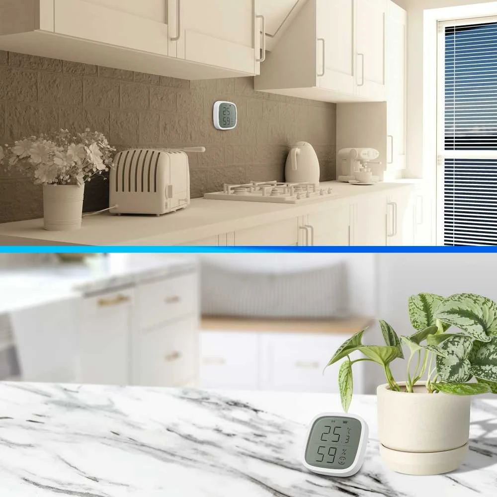 Išmanusis bevielis patalpos temperatūros ir drėgmės jutiklis, ZigBee, baltas, TUYA, Smart Life, Extralink