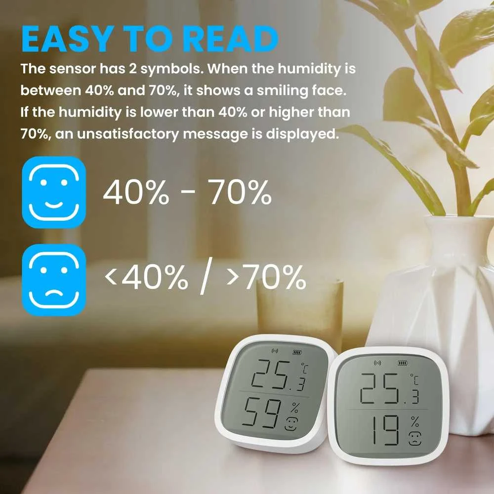 Išmanusis bevielis patalpos temperatūros ir drėgmės jutiklis, ZigBee, baltas, TUYA, Smart Life, Extralink