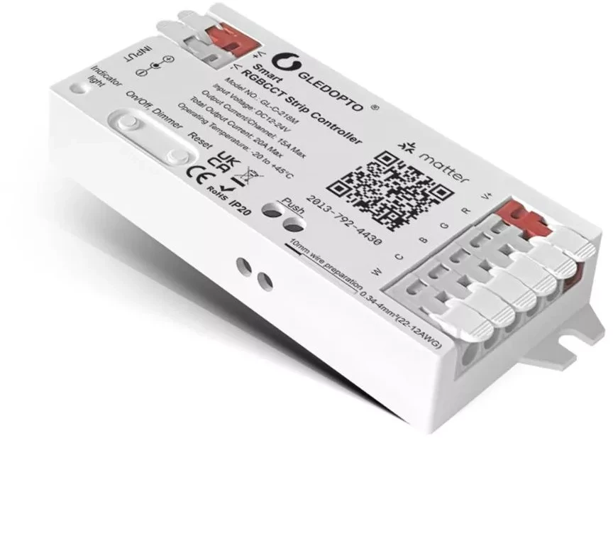 Gledopto GL-C-218M – 5-in-1 išmanus LED valdiklis, 20 A, Matter(Wi-Fi)