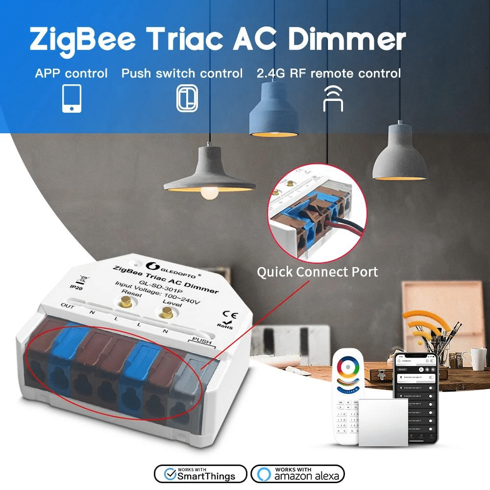 Gledopto GL-SD-301P Zigbee Pro mini AC Triac šviesos valdiklis (dimeris)
