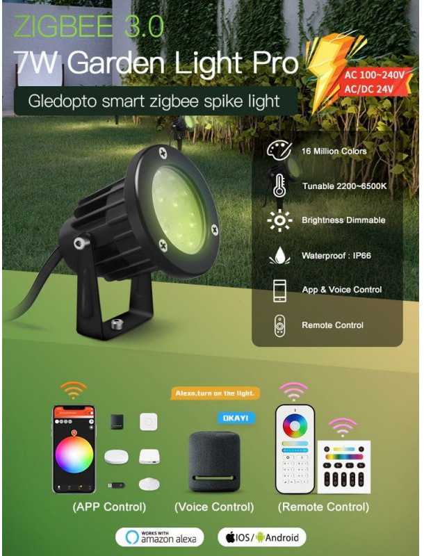 Gledopto Gledopt Zigbee Pro Lauko šviestuvas RGB+CCT 7W