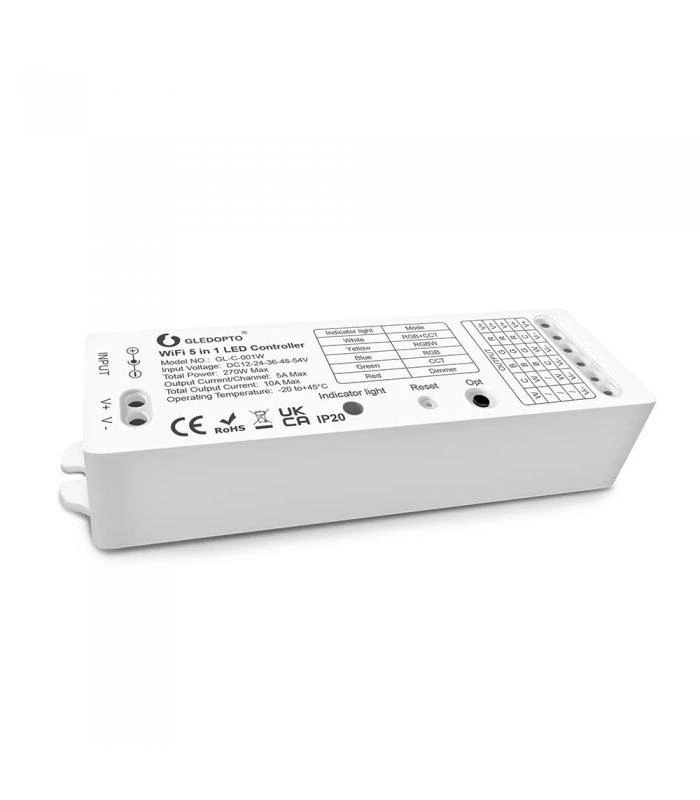 Gledopto Wifi LED kontroleris 10A 5in1 RGBW, Dimmer, RGBCCT, RGB, WW/CW