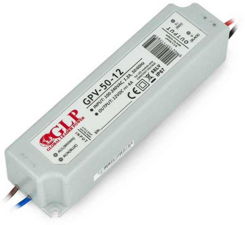 50W LED Maitinimo šaltinis GLP 24V IP67