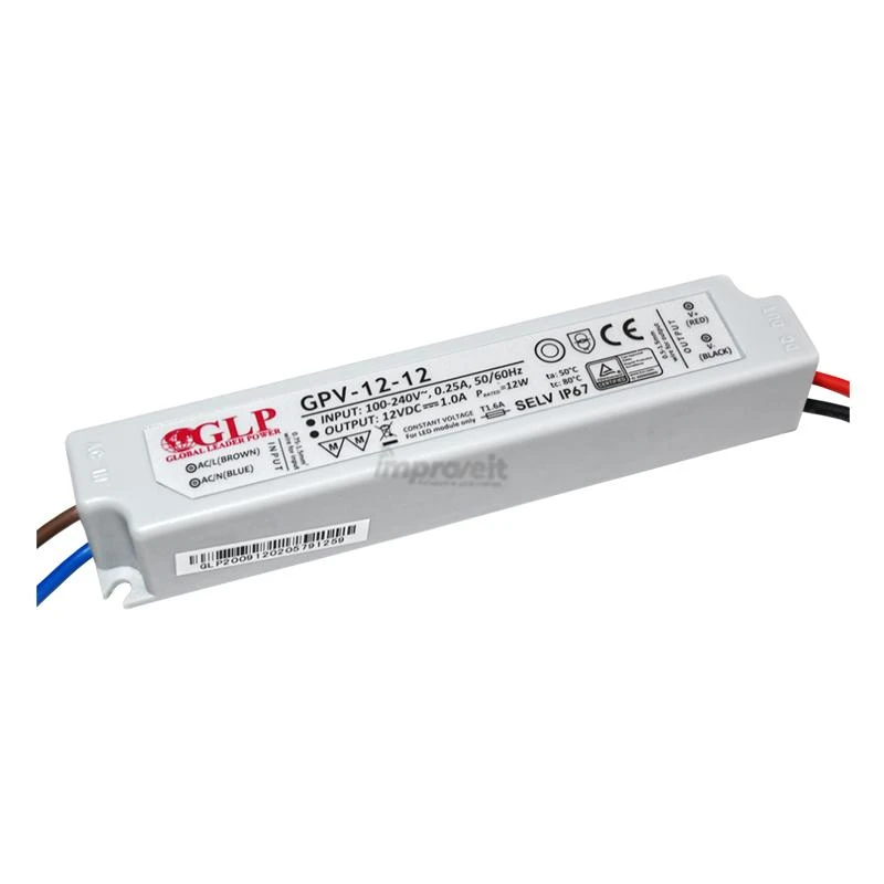 12W LED Maitinimo šaltinis GLP 12V IP67