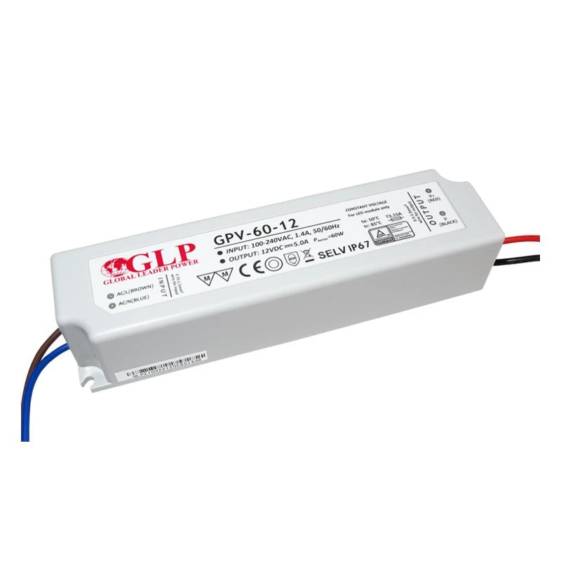 60W LED Maitinimo šaltinis GLP 12V IP67