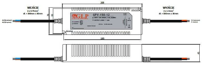 Global Leader Power 144W LED maitinimo šaltinis GLP 24V, IP67