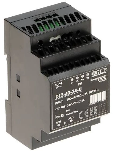 GLP maitinimo šaltinis ant DIN bėgelio 24V 60W (DL2-60-24-U)