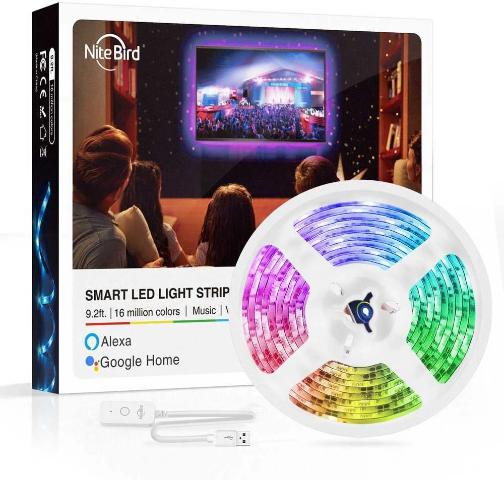 Gosund SL1 LED juostos 2,8m RGB komplektas WIFI valdiklis ir maitinimas 4W TUYA, Smart Life, Nite Bird
